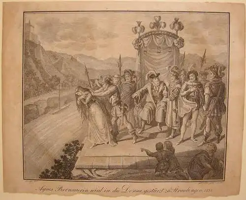 Straubing Agnes Bernauer Hinrichtung Orig Kupferstich Böttger 1821 
