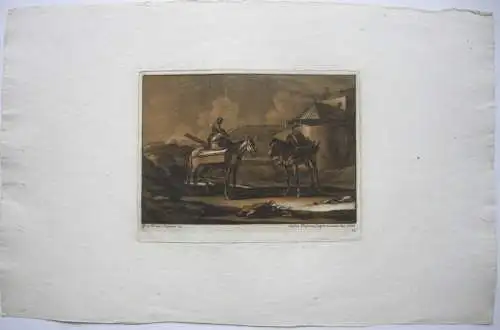 Christian Rugendas (1706-1781) Lastpferde Festung Orig. Mezzotinta 1725   