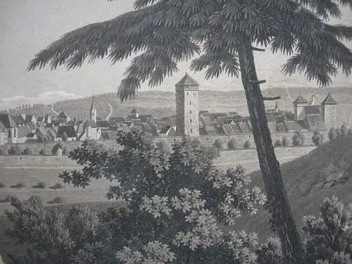 Villingen Schwenningen Gesamtansicht Orig Aquatinta 1830 Baden Württemberg