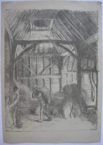 George Clausen (1852-1944) The Ancient Barn Orig Lithografie 1900