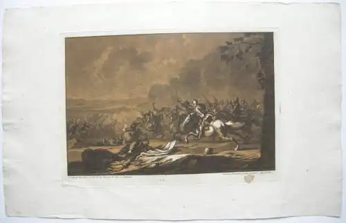 Christian Rugendas Tobende Schlacht Orig. Mezzotino 1725   