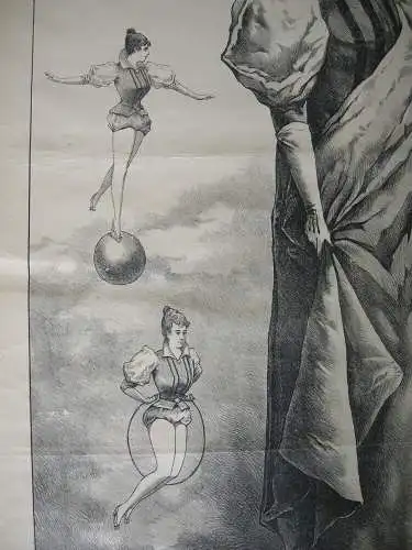 Plakat affiche Lindelza Exercice aerien Lithografie Gentili entoilé 1900 Cirque