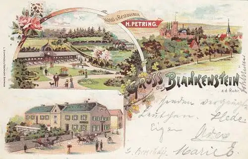 AK Blankenstein Hotel Petring Hattingen Ennepe Ruhr-Kreis Litho gel 1898