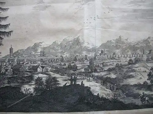 China Peking Beijing Gesamtansicht Nieuhof Orig Kupferstich J. Basire 1693