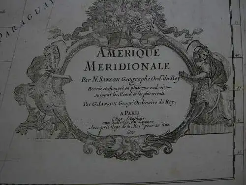 America de Sur Meridionale Südamerika Orig Kupferstichkarte Sanson 1669