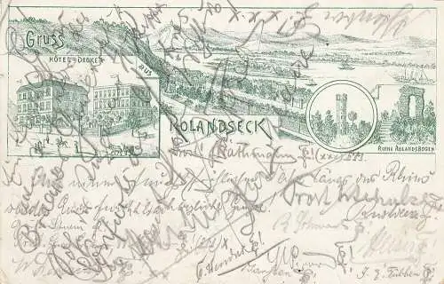 AK Rolandseck Remagen Ahrweiler Vorläuferkarte Litho gel 1894 Rheinland Pfalz  