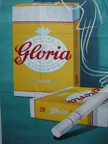 Plakat Reklame Gloria Zigaretten Werbeplakat Orig Lithografie 1960