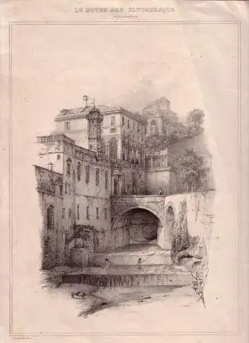 Genova Anciennes constructions Lithografie von Chapuy 1850 Italia Genua 