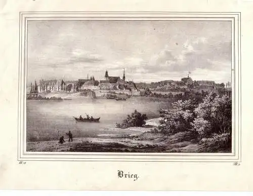 Brieg Brzeg Lithographie Totale 1839 Schlesien Slask Oppeln Polen Polska 