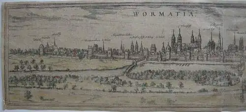 Worms Rheinland Pfalz kolor Orig Kupferstich Braun Hogenberg 1584