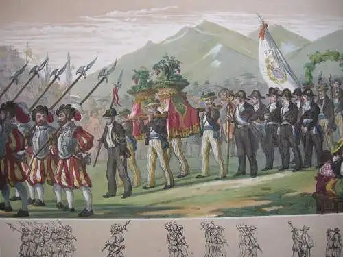 Gustave Spengler (1818-1876) Troupe d'Honneur Ehrengarde Orig Lithografie 1840