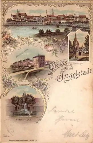 AK  Gruss aus Ingolstadt Bayern Oberbayern Litho Mehrfachbilder  gel 1898 