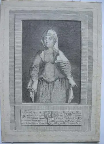 Margarete von Tirol Görz gen. Maultasch (1318-1369) Orig Kupferstich um 1750 
