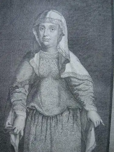 Margarete von Tirol Görz gen. Maultasch (1318-1369) Orig Kupferstich um 1750