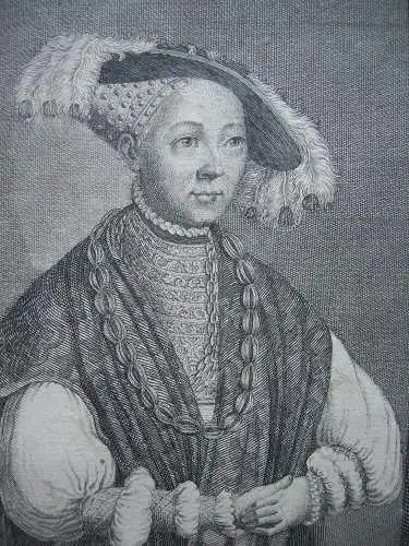Maddalena Visconti (um 1366 -1404) Portrait Orig Kupferstich um 1750 