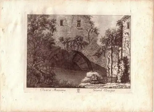 Roma Italia Cloaca Massima Grand Claque Tarquinius Antike Kupferstich 1750 