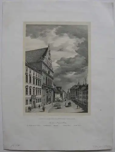 München Neuhauser Strasse Orig Lithographie C. A. Lebschee Bayern 1830 