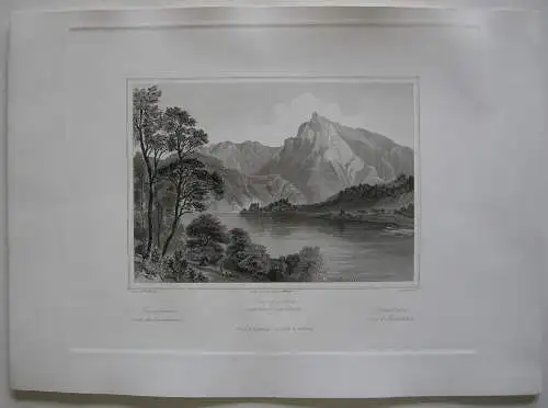 Traunkirchen Spitzelstein Traunsee Oberösterreich Orig. Stahlstich Robock 1847