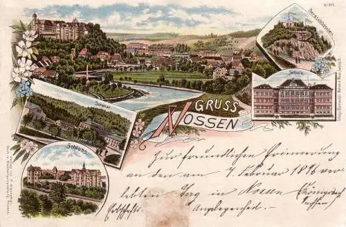 AK  Gruss aus Nossen Sachsen 1896 Farblitho nicht gelaufen