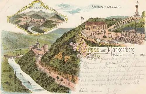 Ak Harkortberg Ardeygebirge Wetter Ruhr Restaurant Schemann Litho gel 1898