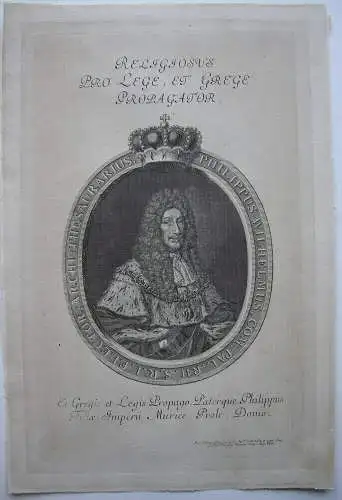 Philipp Wilhelm Pfalzgraf Kurfürst Pfalz (1615-1690) Kupferstich Klauber 1750