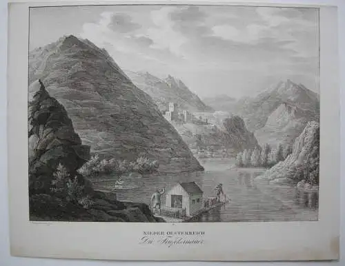 Teufelsmauer Niederösterreich Orig Lithographie Alt Kunike 1824 Donau Dürnstein