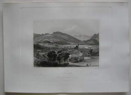 Ischl von der Theresienhütte Oberösterreich Orig. Stahlstich C. Huber 1847