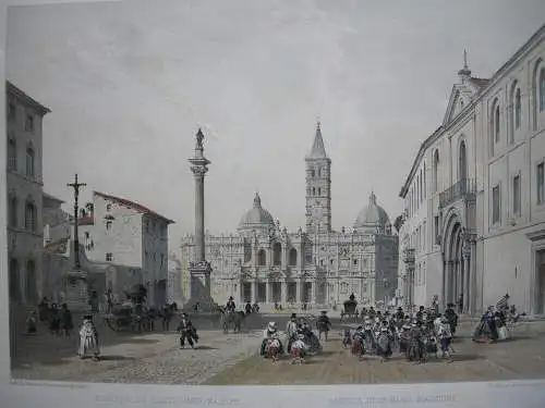 Rom Roma Basilica di Sa. Maria-Maggiore Orig Lithografie 1870 Benoist Italia