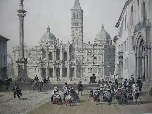 Rom Roma Basilica di Sa. Maria-Maggiore Orig Lithografie 1870 Benoist Italia