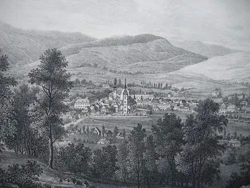 Cieplice Slaskie Zdrój Bad Warmbrunn Gesamtansicht Orig Lithografie 1838 Polski