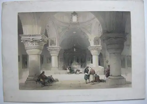 David Roberts (1796-1864) Crypt Holy Sepulchre Jerusalem Orig Lithografie 1841