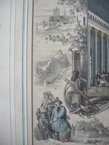 Wiesbaden Nassau Kursaal Randdarstellungen Orig. Farblithografie Hohbach 1836 