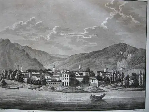 Veduta Locarno Lago Maggiore Ticino Schweiz Orig Aquatinta Bussi 1800 Suiza