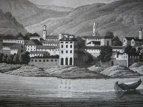 Veduta Locarno Lago Maggiore Ticino Schweiz Orig Aquatinta Bussi 1800 Suiza