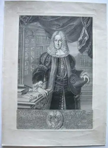 Christoph Scheurl von Defersdorf Nürnberger Jurist Orig Kupferstich 1741 Barock