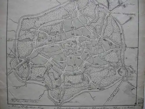 Aachen Stadtplan Orig Lithografie 1819 Monarchenkongress 