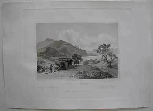 St. Gilgen am Wolfgangsee Salzburg Orig. StahlstichC. Huber 1847