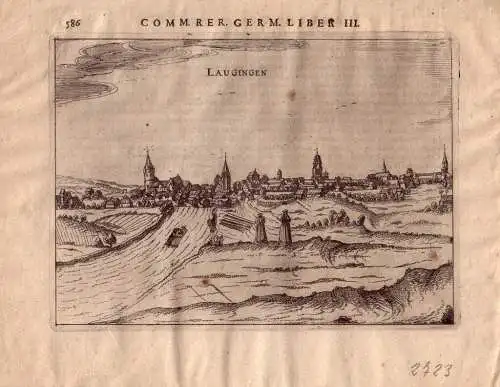 Lauingen Kupferstich von Peter Bertius 1616 Bayerisch Schwaben Bayern 