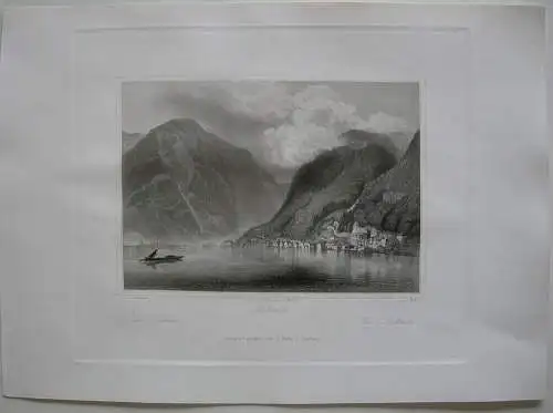 Hallstatt Oberösterreich Bad Ischl Salzkammergut Orig. Stahlstich C. Huber 1847