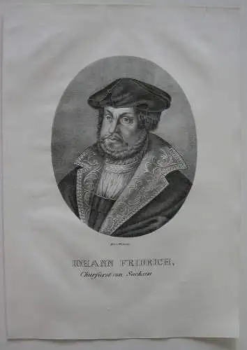 Johann Friedrich (1503-1554) Kurfürst Reformator Orig Lithografie Erminy 1825