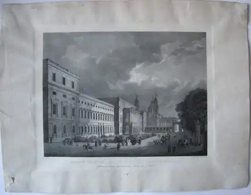  München Residenz Nordseite Hofgarten Orig Lithografie Bergmann Jodl 1850