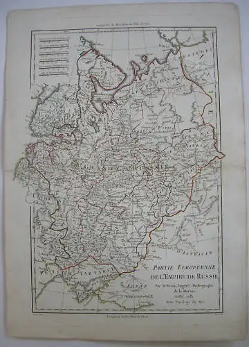 Europäisches Russland Kupferstichkarte 1781 Bonne