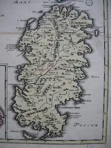 Sardegna Corse Sardinien Malta Korsika kolor Orig Kupferstichkarte Weigel 1720