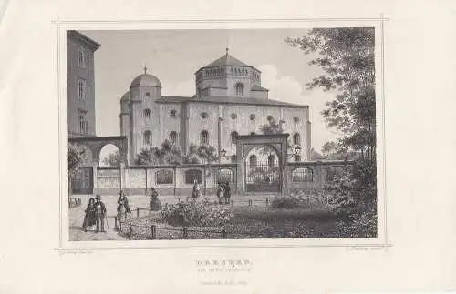 Dresden Neue Synagoge Sachsen Orig. Stahlstich 1850 Thümling 