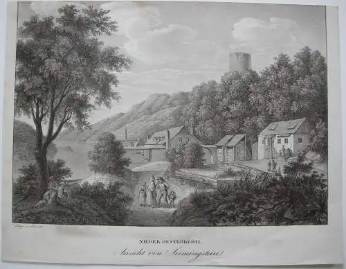 Sirmingstein Niederösterreich Orig Lithographie Alt Kunike 1824 Donau 