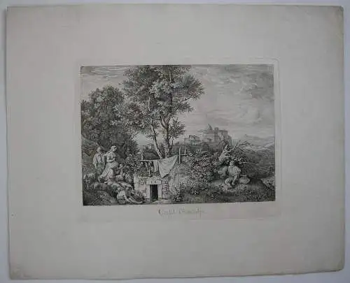 Ludwig Richter (1803-1884) Castel Gandolfo Italia Roma Orig Radierung 1831