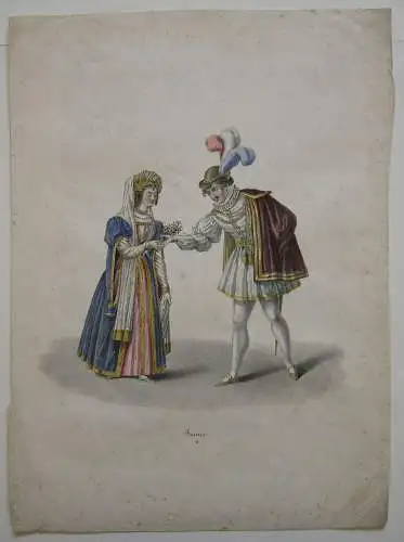 Kürzinger Quadrilles parées costumées France Wittelsbacher Orig Lithografie 1835