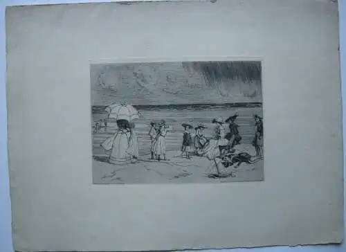 Pierre G. Jeanniot (1848-1934) Am Strand Orig. Radierung 1910 