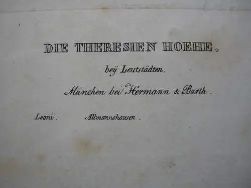 C. A. Lebschee (1800-1877) Theresienhöhe Starnberger See Orig Lithogr 1830