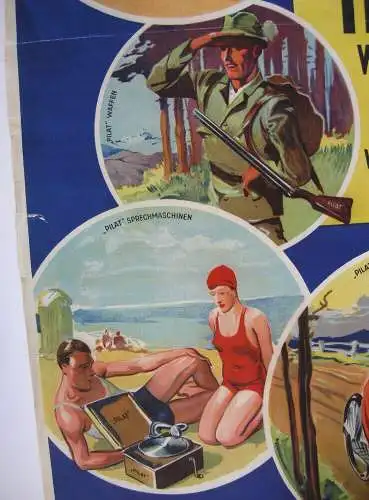 Steyr Fahrräder Nähmaschinen Motorräder Werbeplakat Orig Lithografie 1930